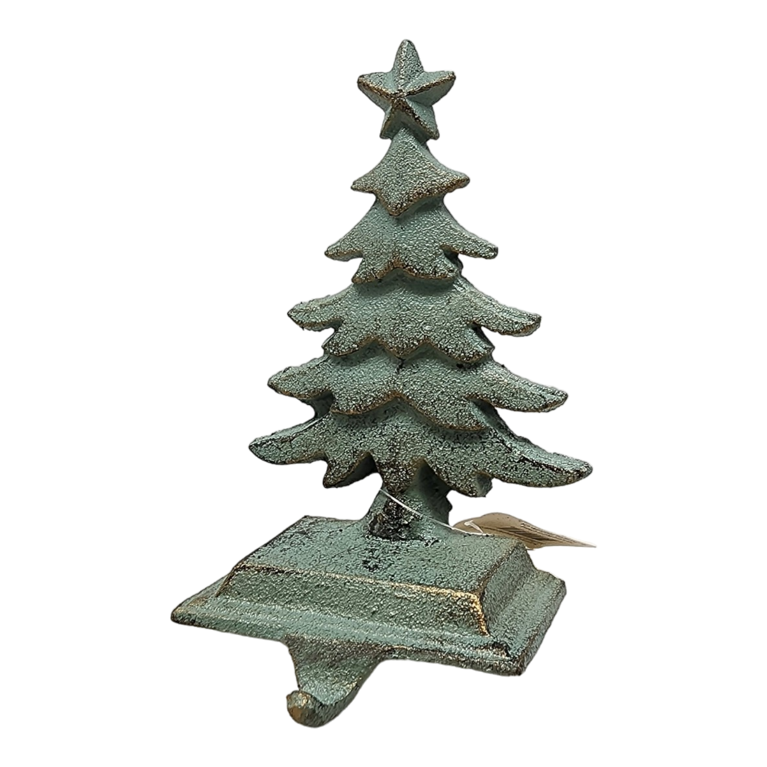 Iron Rustic Tree Stocking Holder - Green
