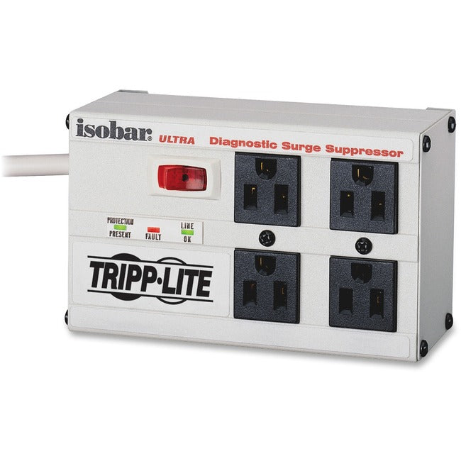 Isobar Surge Protector Metal 4 Outlet 6Feet Cord 3330 Joules