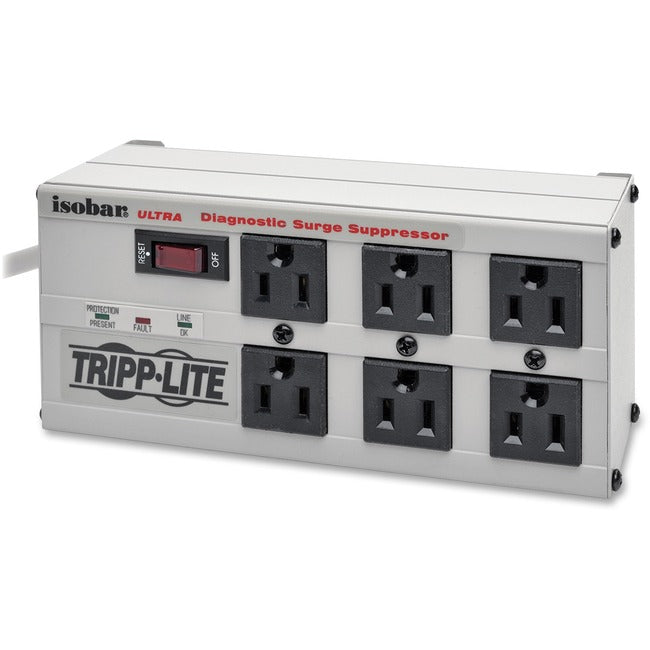 Isobar Surge Protector Metal 6 Outlet 6Feet Cord 3330 Joules