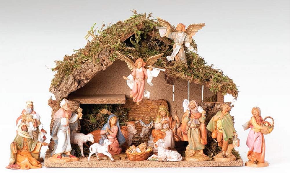Italian Stable with 16-Piece Set, 5" Collection, Nativity Figures and Stable