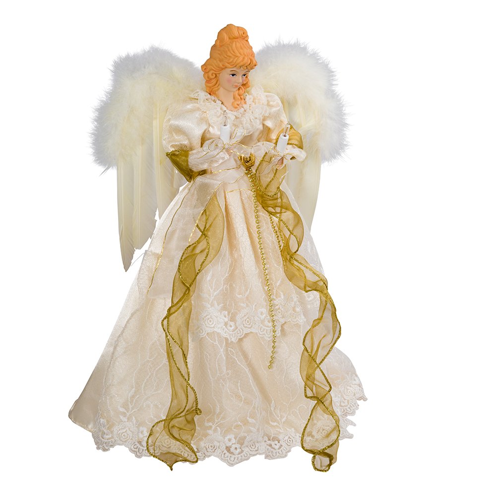 Ivory and Gold Angel Lighted Treetop