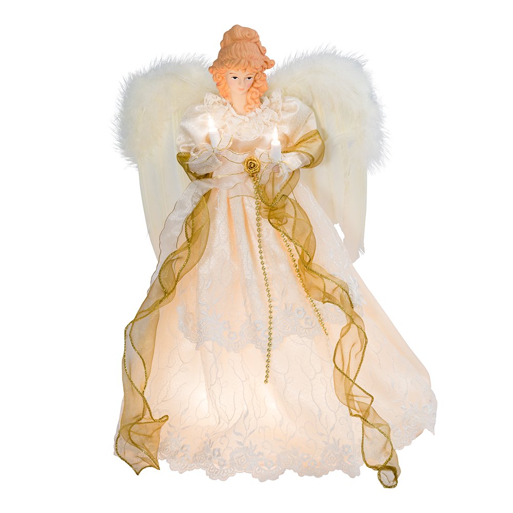 Ivory and Gold Angel Lighted Treetop