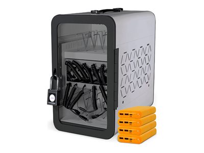 JAR Systems - Charging station - USB-C - AC 120 V - 200 Watt - output connectors: 12 - cool gray - with 4 x 20000 mAh 65W power A12USBC4PBYL