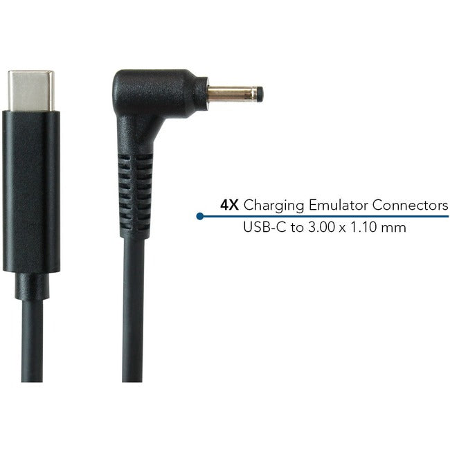 JAR Systems Emulator Charging Cables for Acer Devices 4-Pack of USB-C PD to 3.00 x 1.10 mm Connectors A4-UCAC-C72