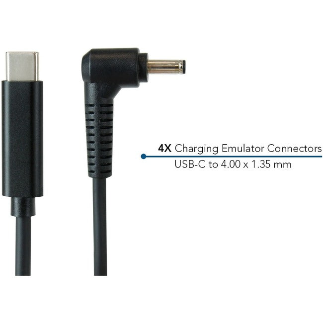 JAR Systems Emulator Charging Cables for Asus Devices 4-Pack of USB-C PD to 4.00 x 1.35 mm Connectors A4-UCAS-C20