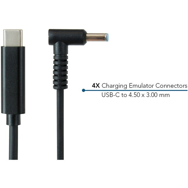 JAR Systems Emulator Charging Cables for HP Devices 4-Pack of USB-C PD to 4.50 x 3.00 mm Connectors A4-UCHP-C13