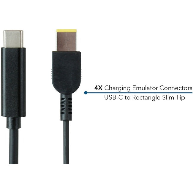 JAR Systems Emulator Charging Cables for Lenovo Devices 4-Pack of USB-C PD to 11.00 x 4.50 mm Rectangle Slim Tip Connectors A4-UCLN-11E