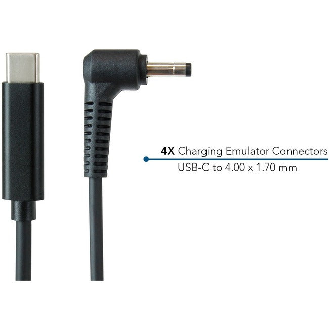 JAR Systems Emulator Charging Cables for Lenovo Devices 4-Pack of USB-C PD to 4.00 x 1.70 mm Connectors A4-UCLN-N21