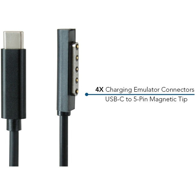 JAR Systems Emulator Charging Cables for Surface Devices 4-Pack of USB-C PD to Surface 5-Pin Magnetic Tip Connectors A4-UCMS-SF2