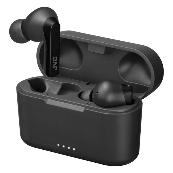 JVC HAA9TB RIPTIDZ Bluetooth Earbuds, True Wireless with Charging Case (Black)