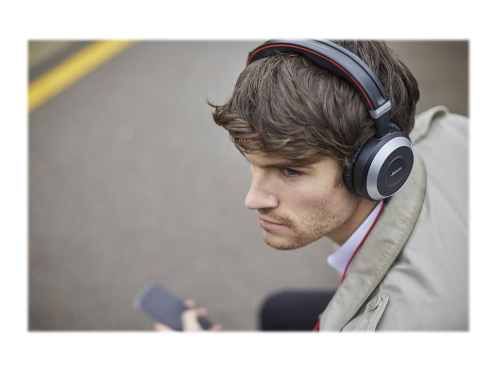 Jabra Evolve 80 MS stereo - Headset - full size - wired - active noise canceling