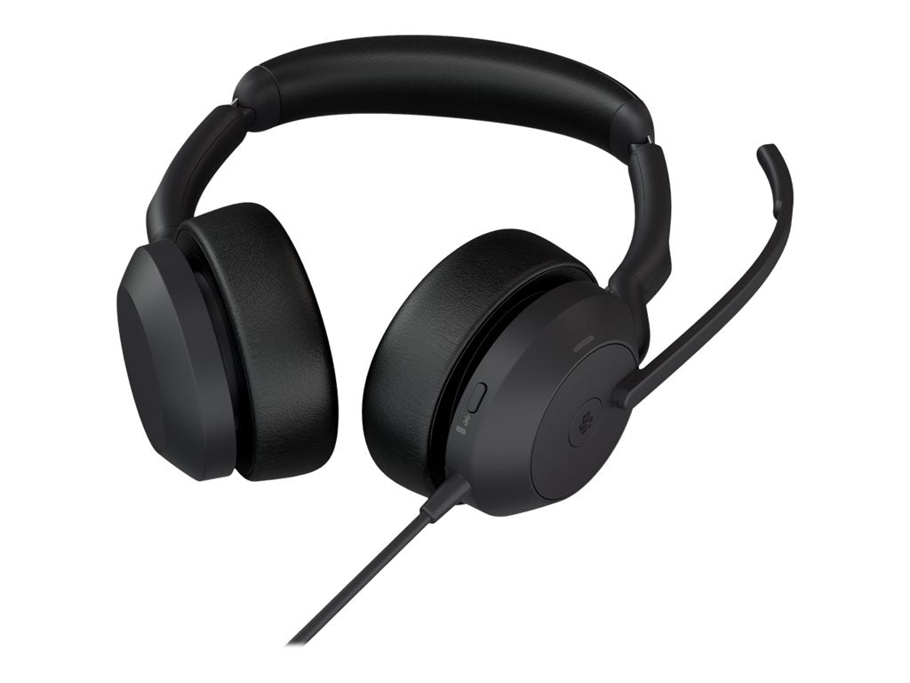 Jabra Evolve2 50 MS Stereo - Headset - on-ear - wired - active noise canceling - USB-A - black - Zoom Certified, Certified for 25089-999-999