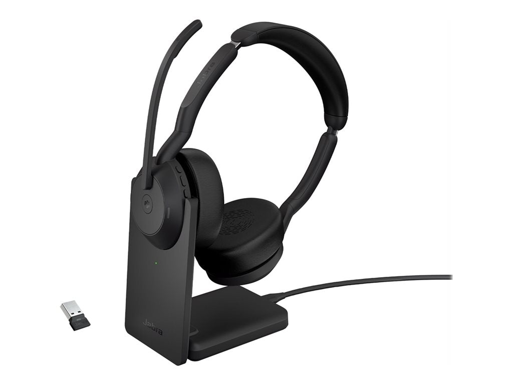 Jabra Evolve2 55 MS Stereo - Headset - on-ear - Bluetooth - wireless - active noise canceling - USB-A via Bluetooth adapter - 25599-999-989-01