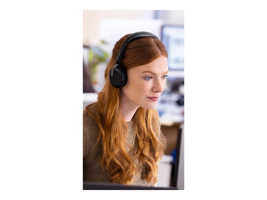 Jabra Evolve2 65 Flex UC Stereo - Headset - on-ear - Bluetooth - wireless - active noise canceling - USB-C - black - Optimized 26699-989-899-01