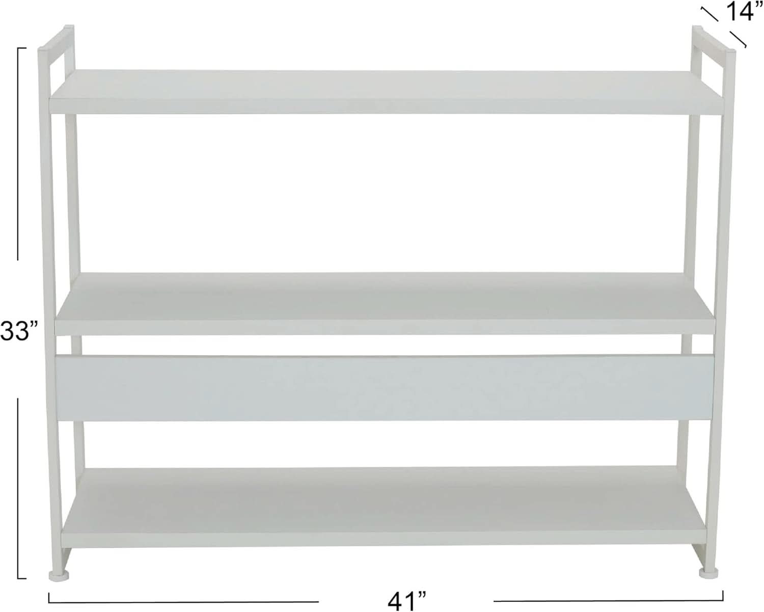 Jamestown Wide 3 Shelf Bookshelf White Metal Open Storage