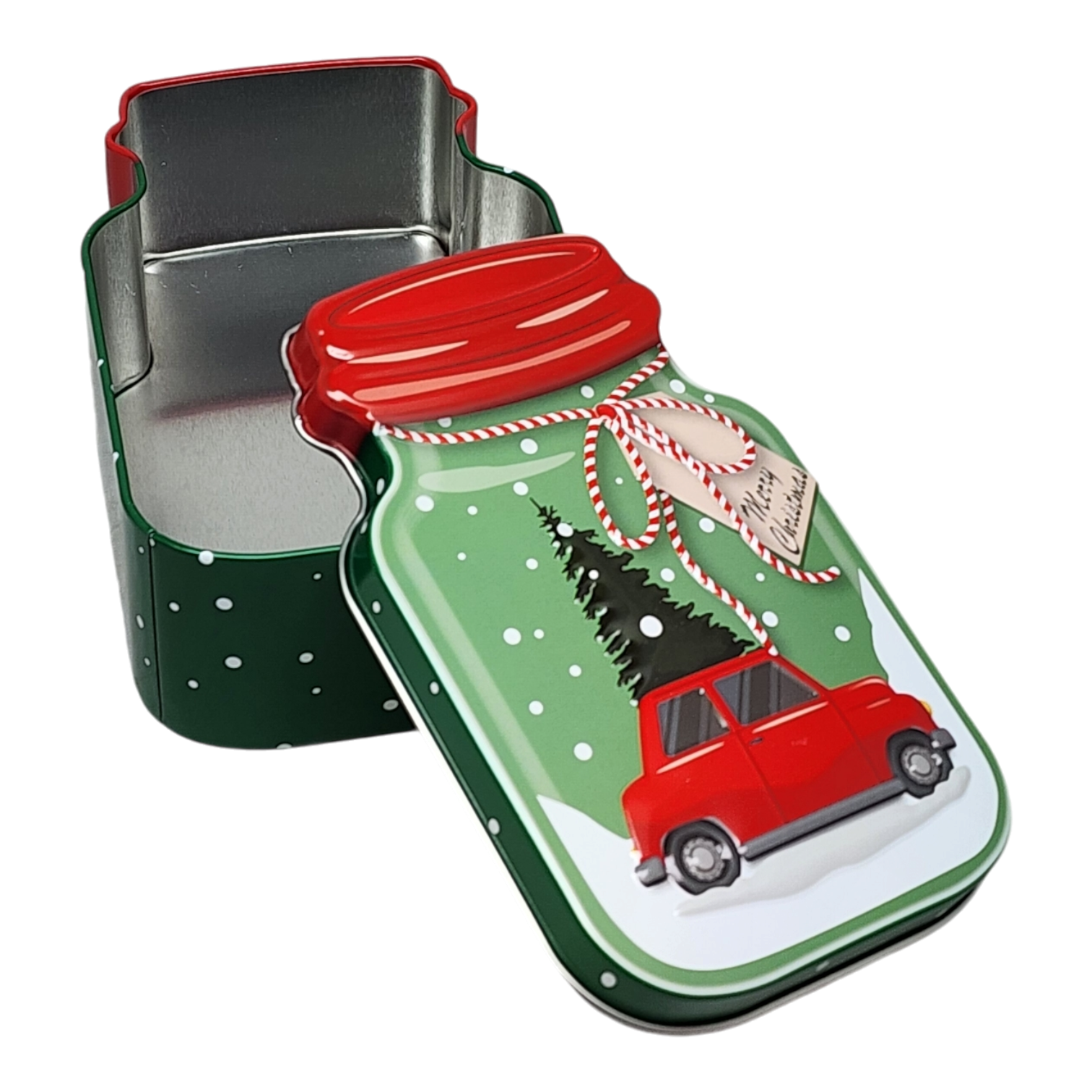 Jar Shaped Christmas Cookie Gift Tin - On our way to Grandma's