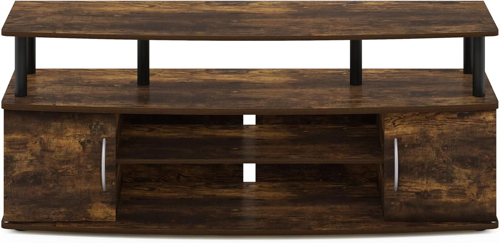 Jaya Amber Pine TV Stand for 55 Inch TV Open Shelves Black