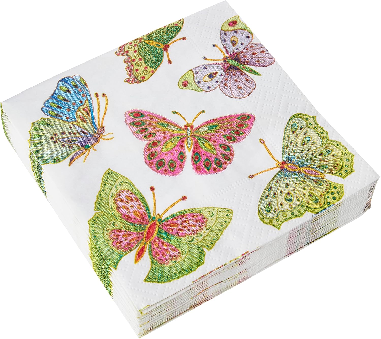Jeweled Butterflies (Pearl) - Cocktail Napkin