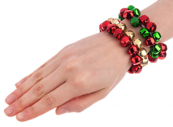 Jolly Jingles Stretch Bell Bracelet - Red & Green