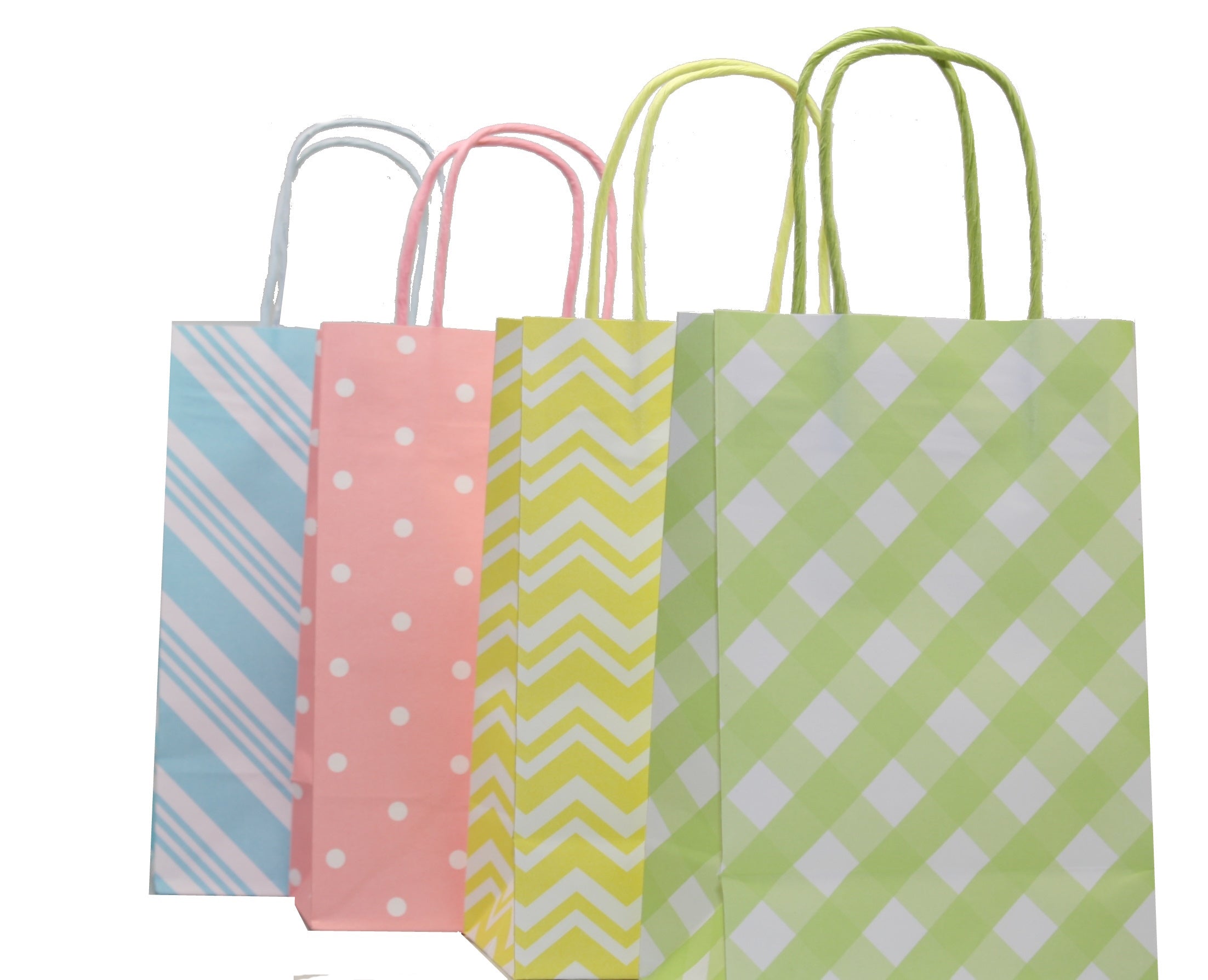 Junior Cub White With Bright Stripes Kraft Gift Bag Set of 8