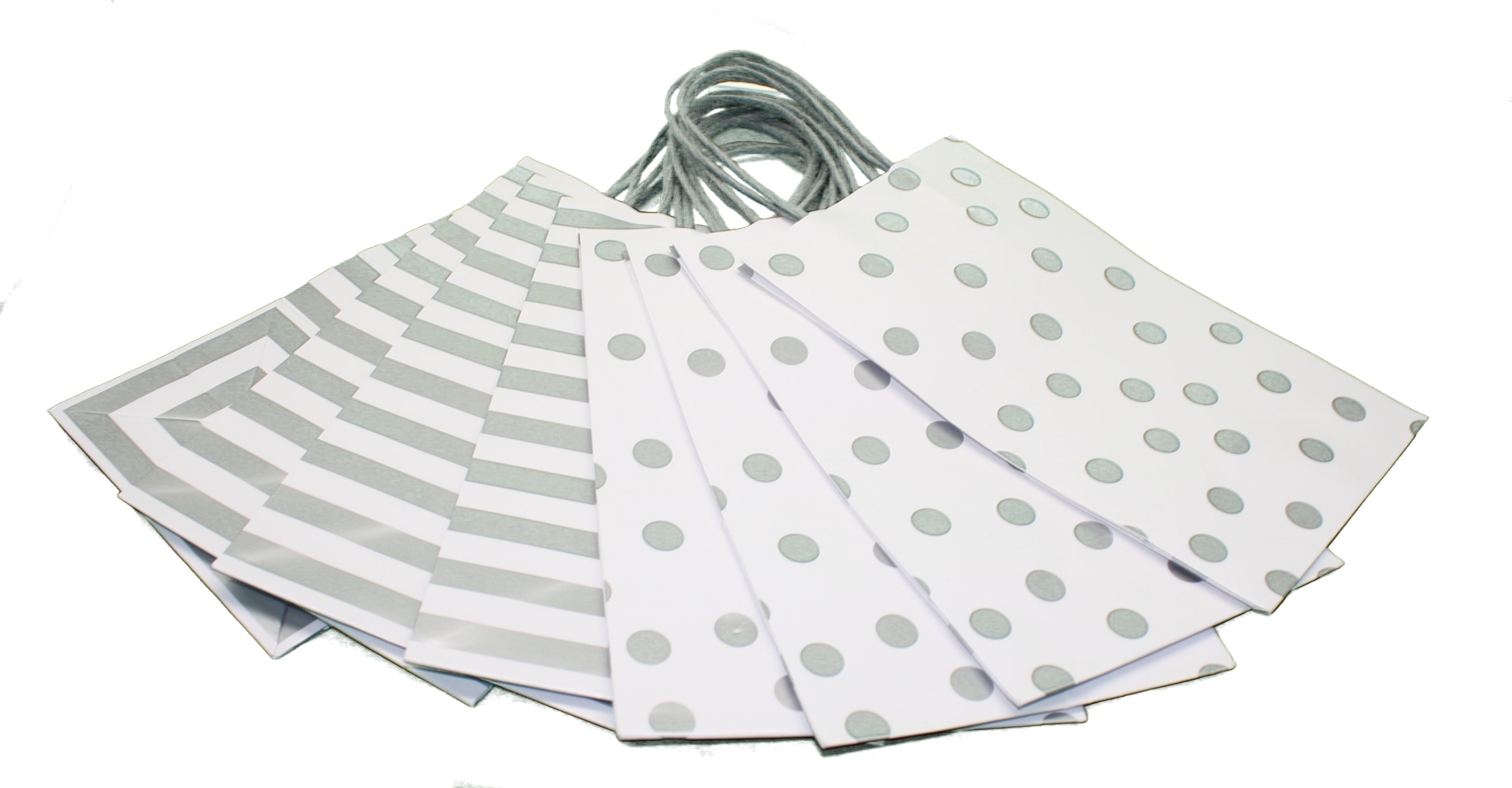 Junior Cub White With Metallic Silver Kraft Gift Bag Set of 8