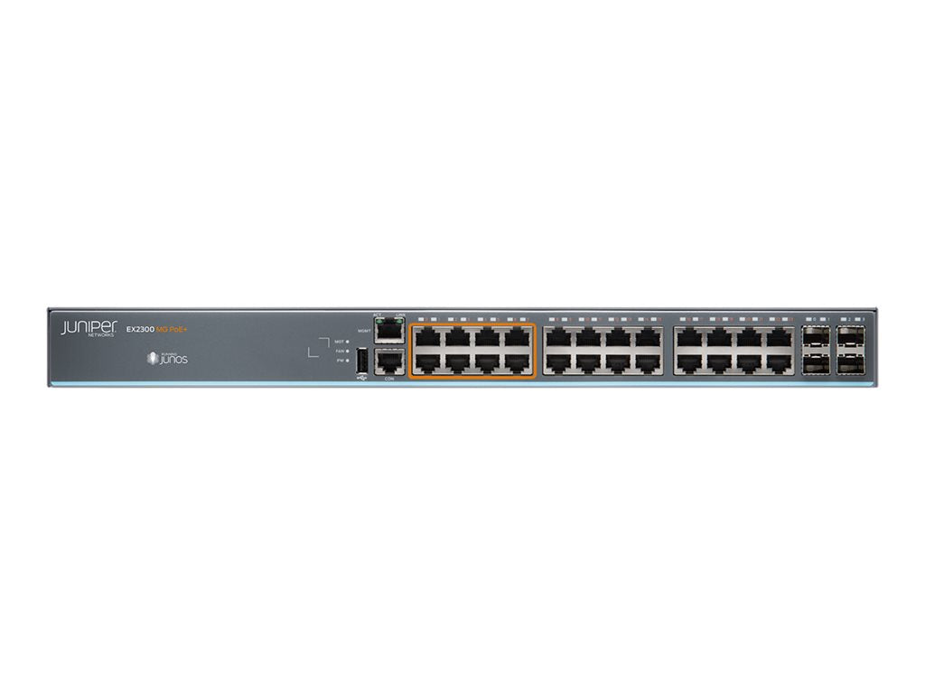 Juniper Networks EX Series EX2300-24MP - Switch - L3 - managed - 16 x 10/100/1000 (PoE+) + 4 x Gigabit SFP / 10 Gigabit