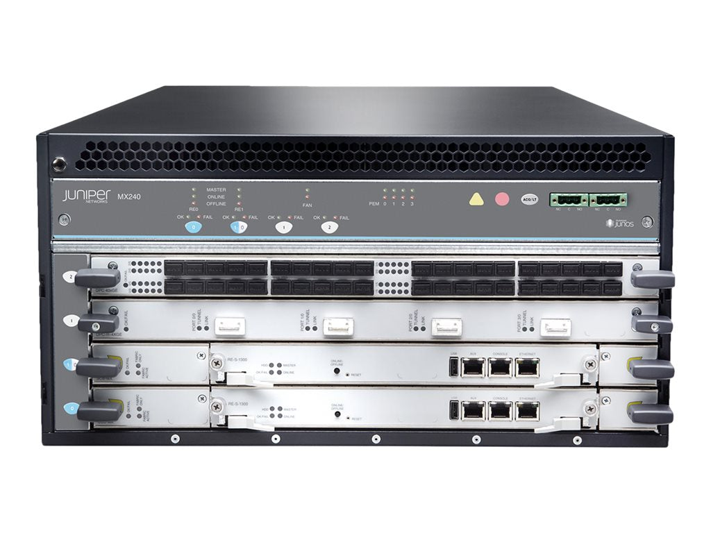 Juniper Networks MX-series MX240 - Router - 40 Gigabit LAN, 100 Gigabit Ethernet, 400 Gigabit LAN - side to side airflow