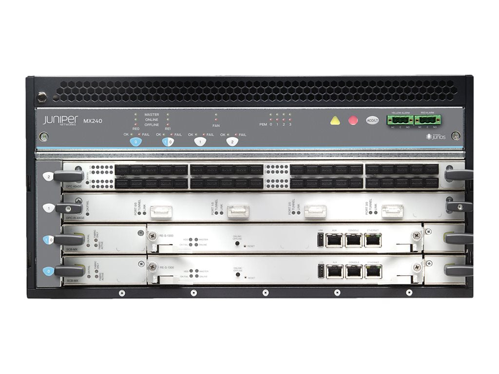 Juniper Networks MX-series MX240 - Router - 40 Gigabit LAN, 100 Gigabit Ethernet, 400 Gigabit LAN - side to side airflow