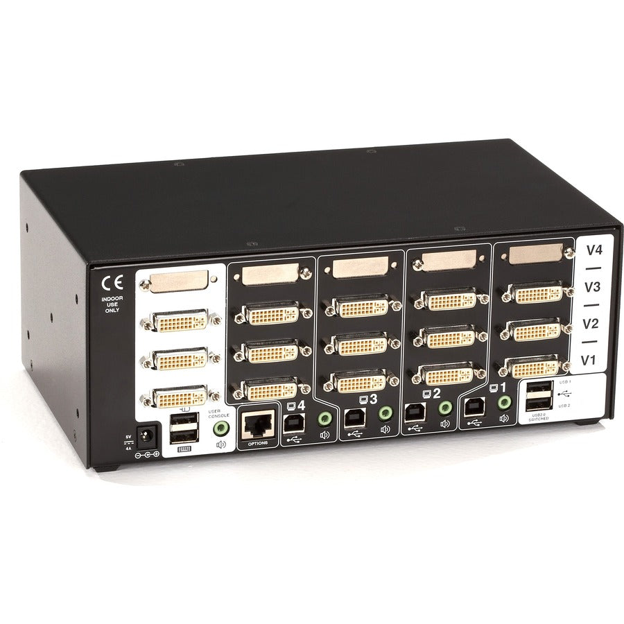 KVM Switch 4-Port DVI-D Dual-Link USB True Emulation - Black Box KV2304A