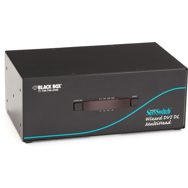 KVM Switch Quad-Head DVI Dual-Link USB True Emulation - Black Box KV2404A