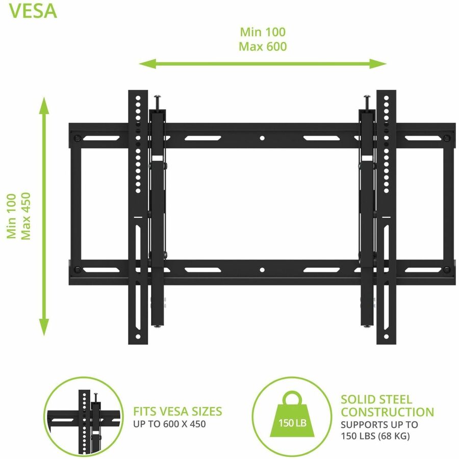 Kanto Wall Mount for TV, Monitor, Display - Black