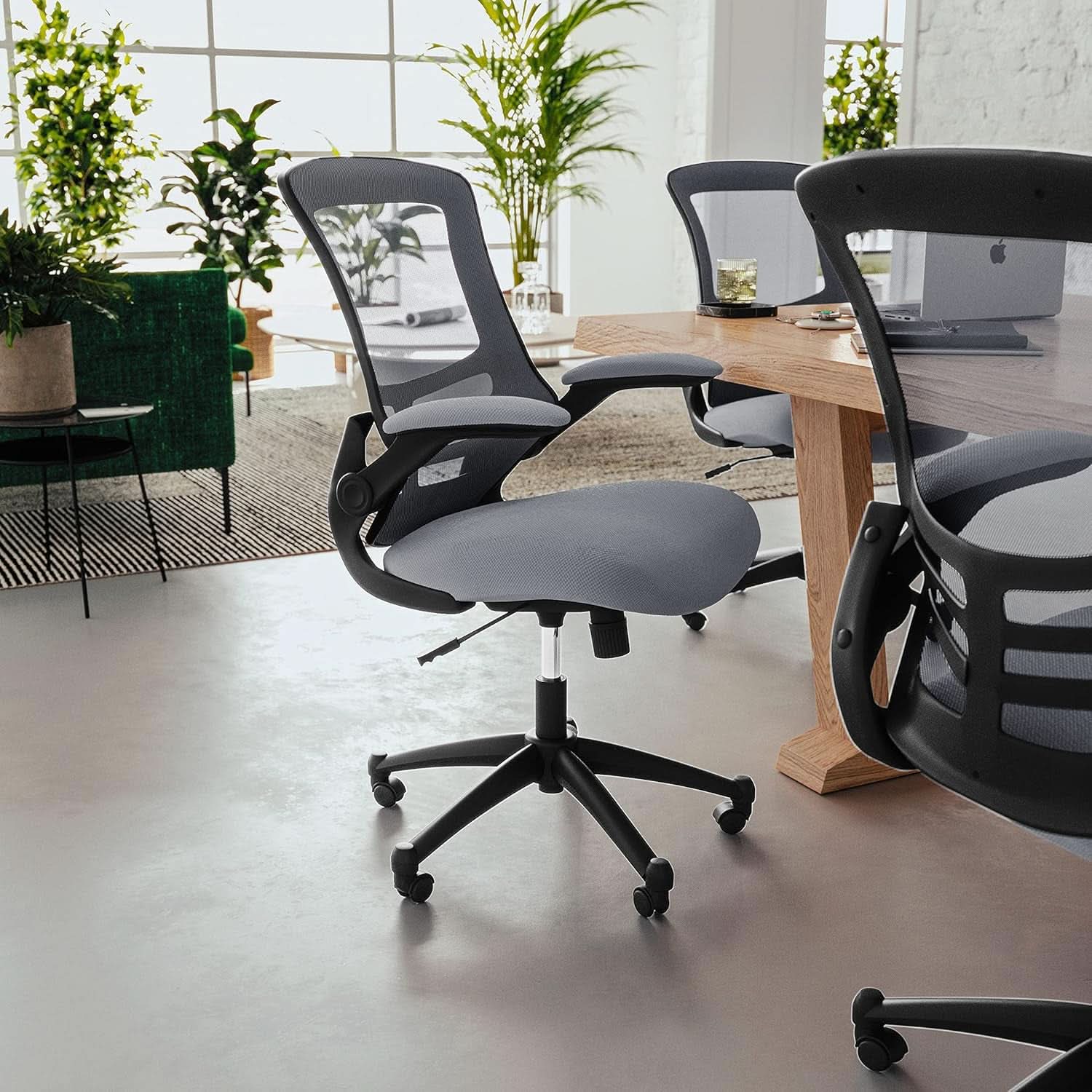 Kelista Dark Gray Mesh Mid Back Office Chair For Desk