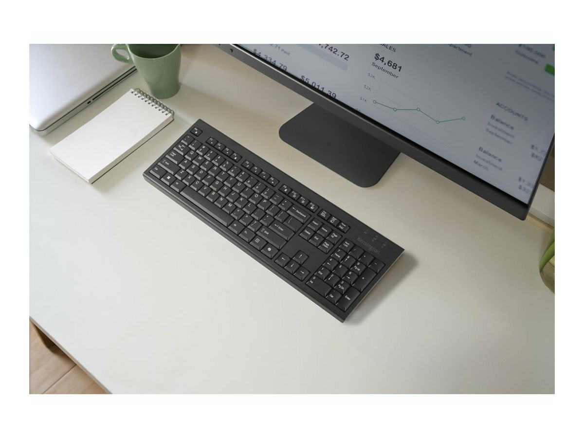 Kensington KB270 EQ - Keyboard - rechargeable, AI keyboard, with copilot key - full size - wireless - 2.4 GHz, Bluetooth