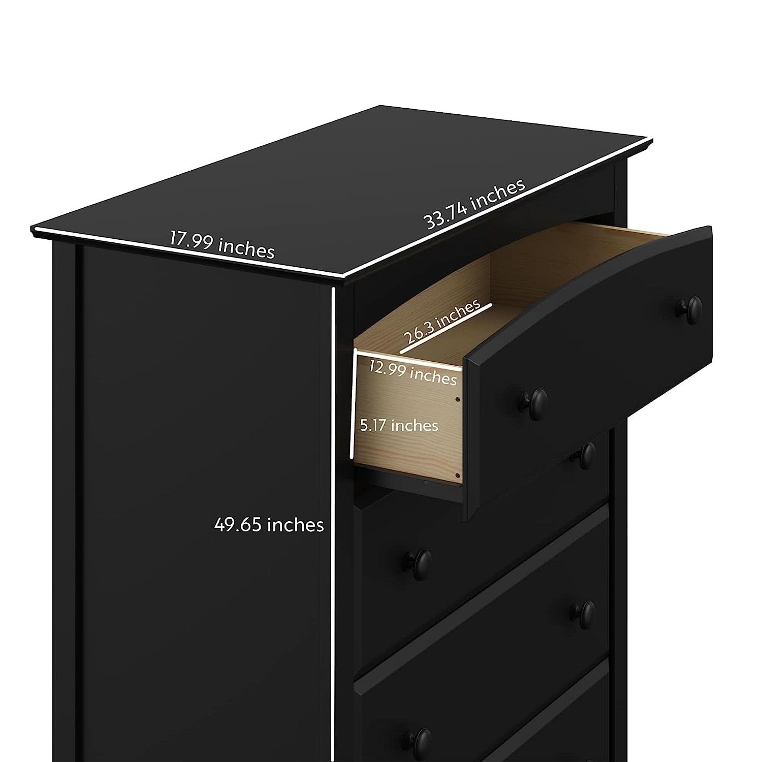 Kenton 5 Drawer Dresser For Kids Bedroom With Anti Tip Kit