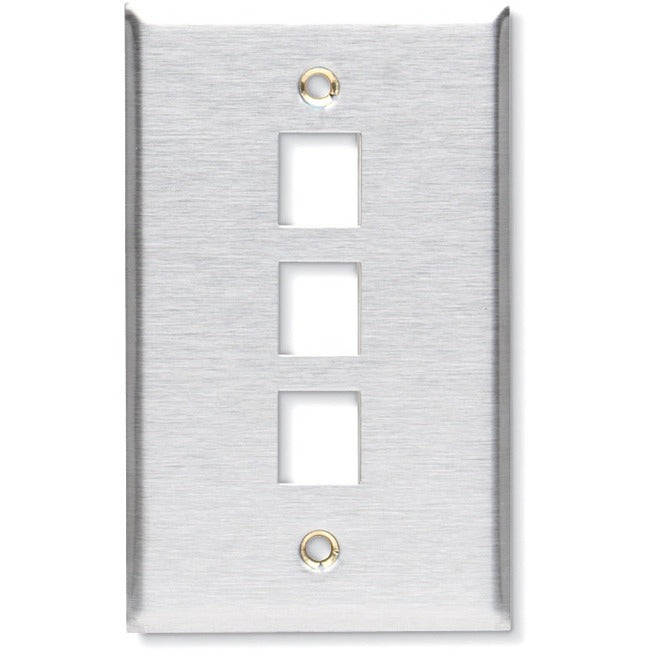 Keystone Wallplate - Stainless Steel, Single-Gang, 3-Port, Gsa, Taa