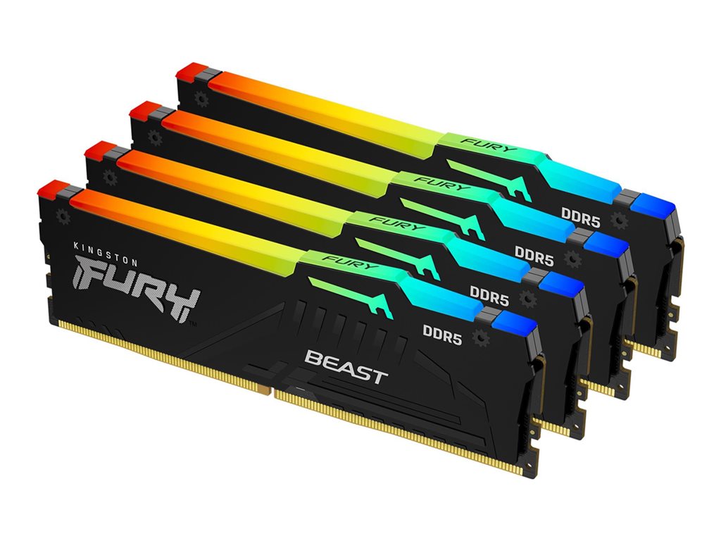 Kingston FURY Beast - DDR5 - kit - 128 GB: 4 x 32 GB - DIMM 288-pin - 5200 MHz / PC5-41600 - CL40 - 1.25 V - on-die ECC KF552C40BBAK4-128