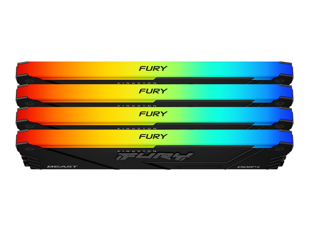 Kingston FURY Beast RGB - DDR4 - kit - 128 GB: 4 x 32 GB - DIMM 288-pin - 2666 MHz - CL16 - 1.2 V - unbuffered - on-die ECC - KF426C16BB2AK4/128
