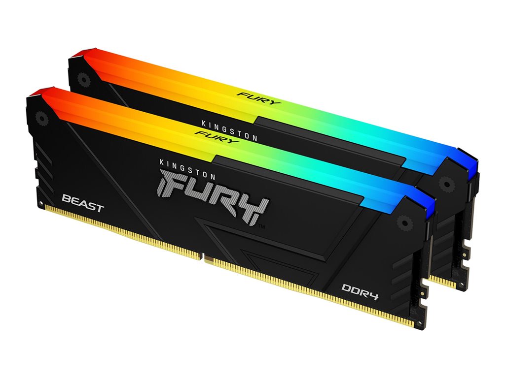 Kingston FURY Beast RGB - DDR4 - kit - 32 GB: 2 x 16 GB - DIMM 288-pin - 3600 MHz / PC4-28800 - CL18 - 1.35 V - unbuffered - KF436C18BB2AK2/32
