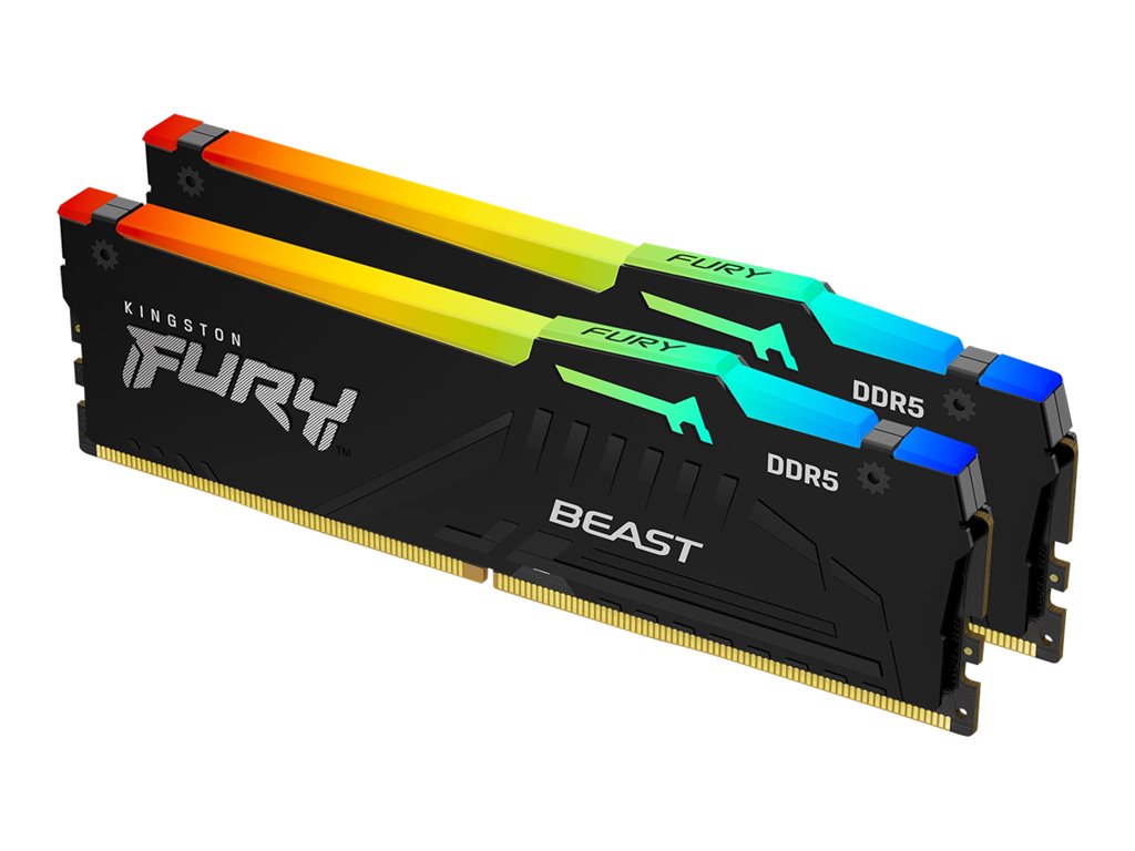 Kingston FURY Beast RGB - DDR5 - kit - 64 GB: 2 x 32 GB - DIMM 288-pin - 6000 MHz / PC5-48000 - CL30 - 1.4 V - unbuffered - on-die KF560C30BBAK2-64