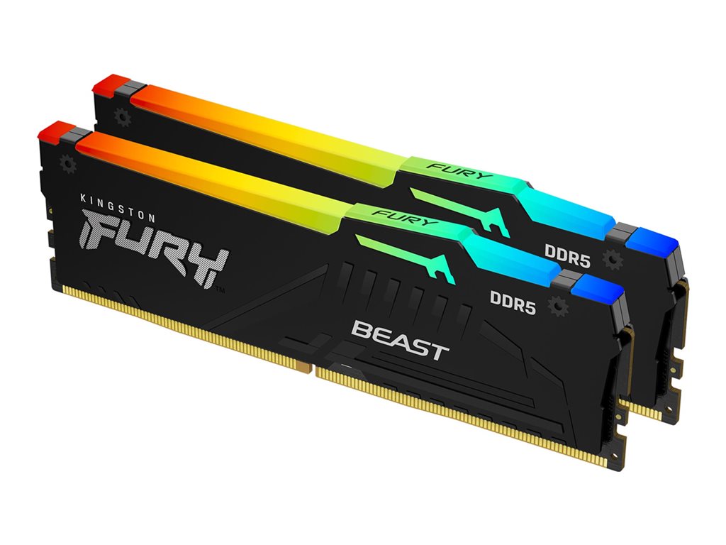 Kingston FURY Beast RGB - DDR5 - kit - 64 GB: 2 x 32 GB - DIMM 288-pin - 6000 MHz / PC5-48000 - CL30 - 1.4 V - unbuffered - on-die KF560C30BBEAK2-64