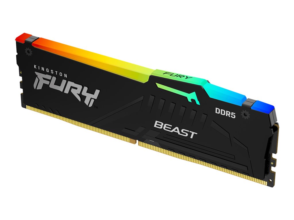 Kingston FURY Beast RGB - DDR5 - kit - 64 GB: 4 x 16 GB - DIMM 288-pin - 5200 MHz / PC5-41600 - CL40 - 1.25 V - unbuffered - KF552C40BBAK4-64