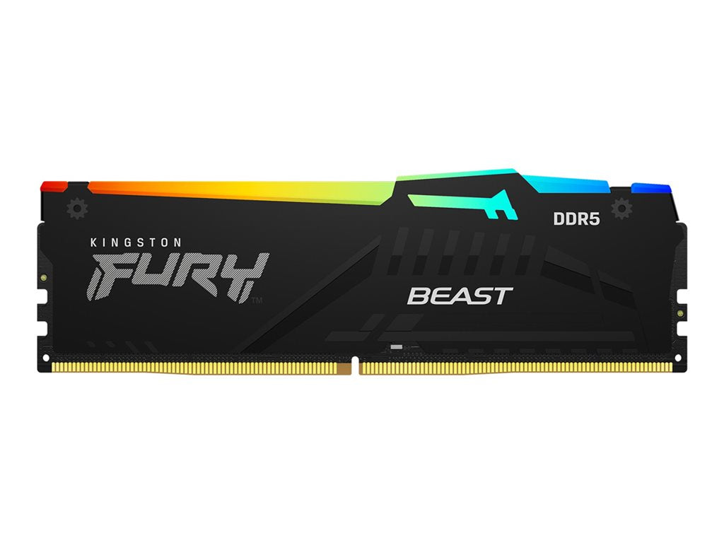 Kingston FURY Beast RGB - DDR5 - module - 16 GB - DIMM 288-pin - 6400 MHz / PC5-51200 - CL32 - 1.4 V - unbuffered - on-die ECC KF564C32BBA-16
