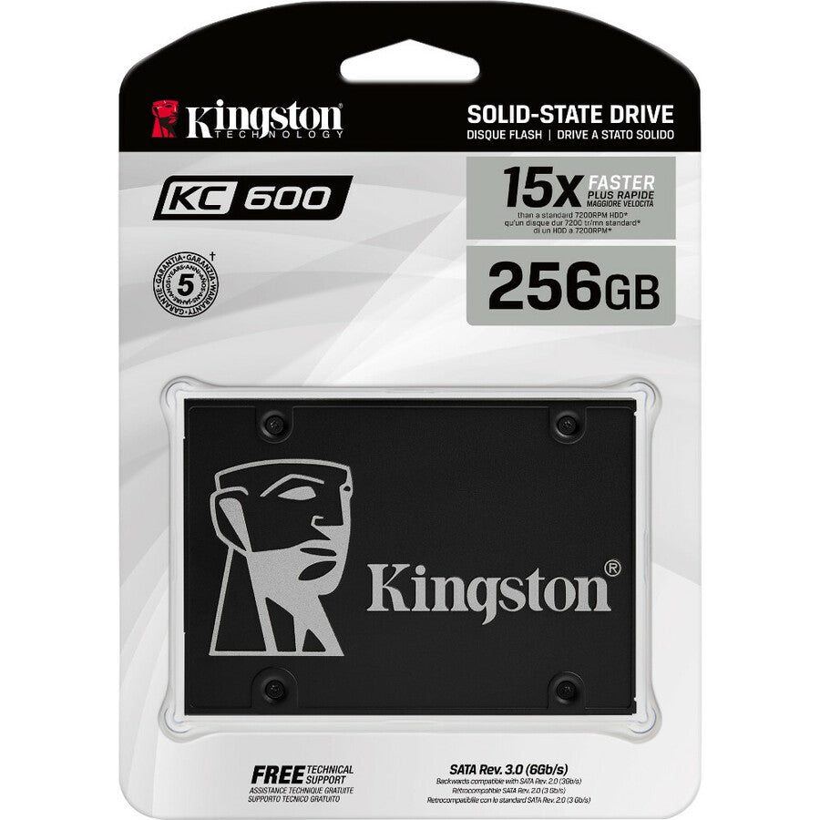 Kingston KC600 256 GB Solid State Drive - 2.5 Internal - SATA (SATA/600)" SKC600/256GBK