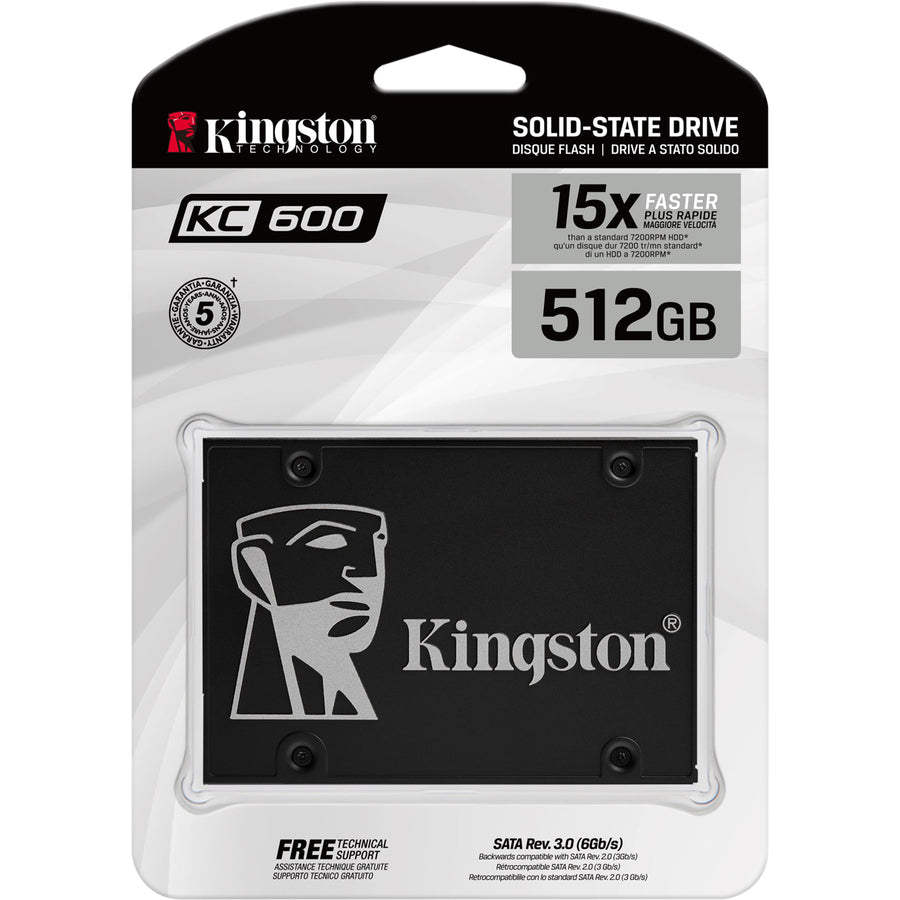 Kingston KC600 512 GB Solid State Drive - 2.5 Internal - SATA (SATA/600)" SKC600/512GBK