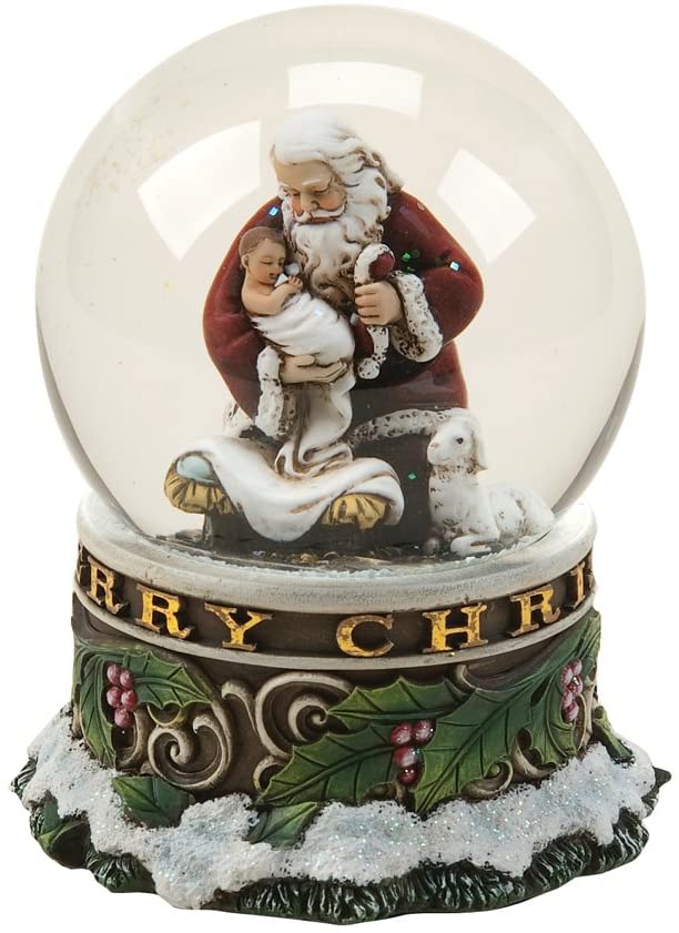 Kneeling Santa Musical Snowglobe