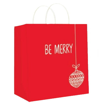 Kraft Jumbo Square Christmas Gift Bag - Be Merry
