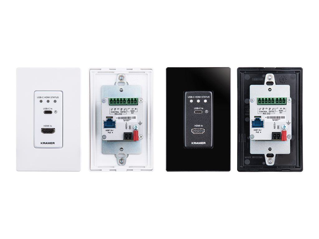 Kramer WP-20CT - Wall plate panel set - D size - HDMI, USB Type C - black, white - 1-gang 20-80565095