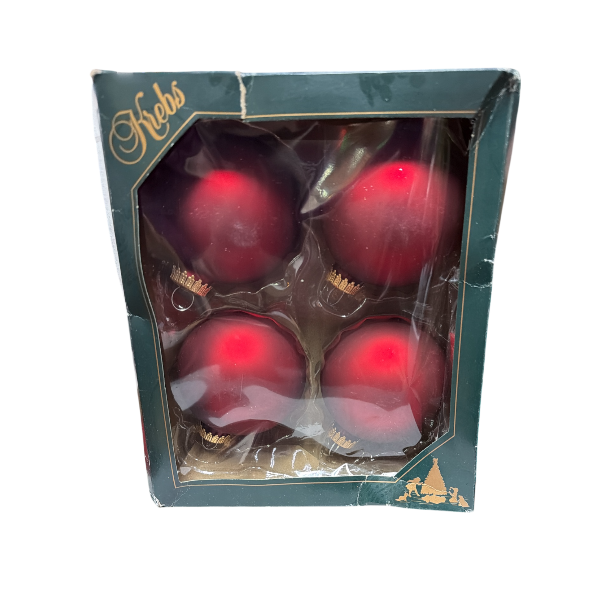 Krebs Glass Ornament 4 pack - Red Velvet