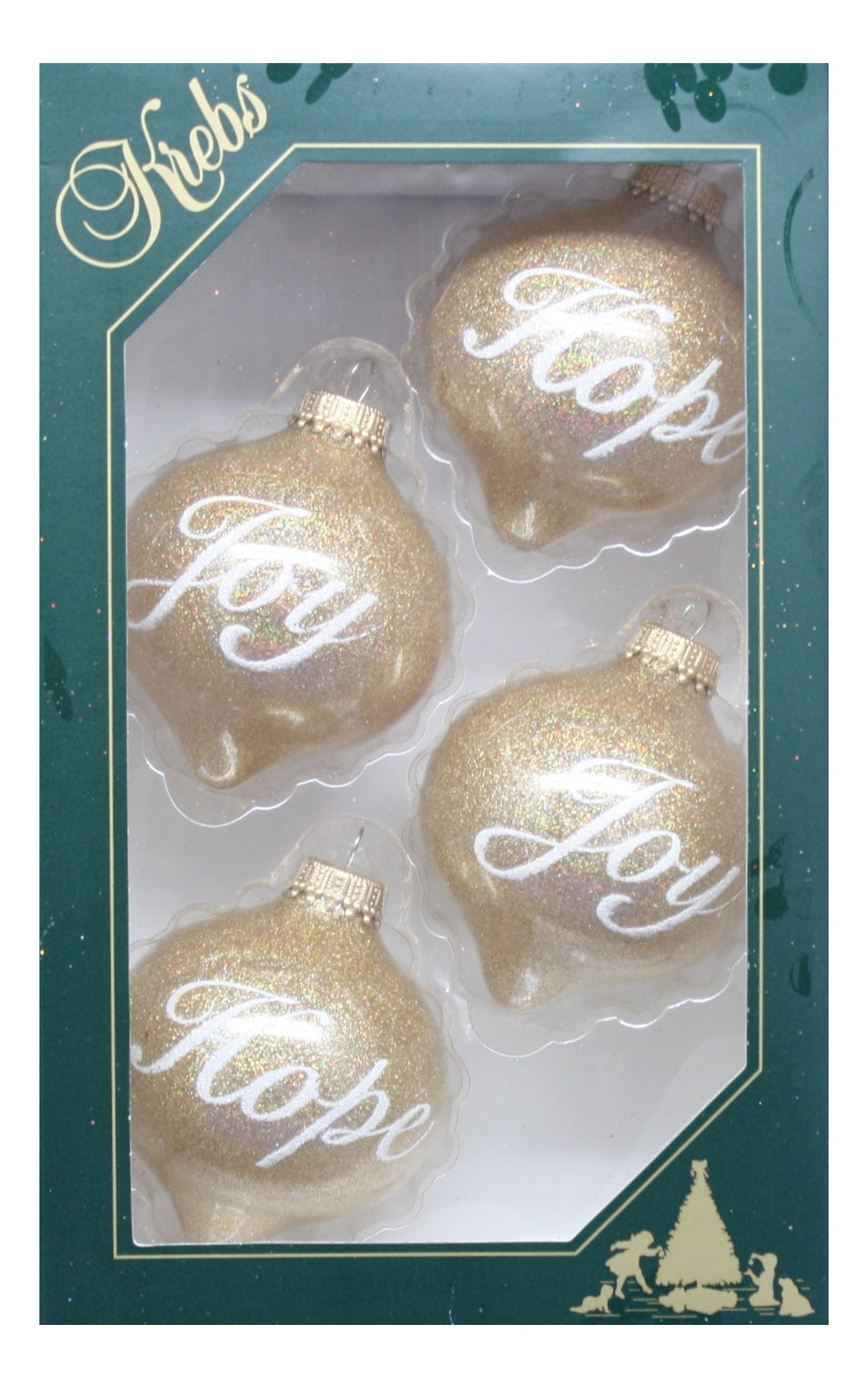 Krebs Value Glass Onion 4 pack - Gold Sparkle Hope and Joy