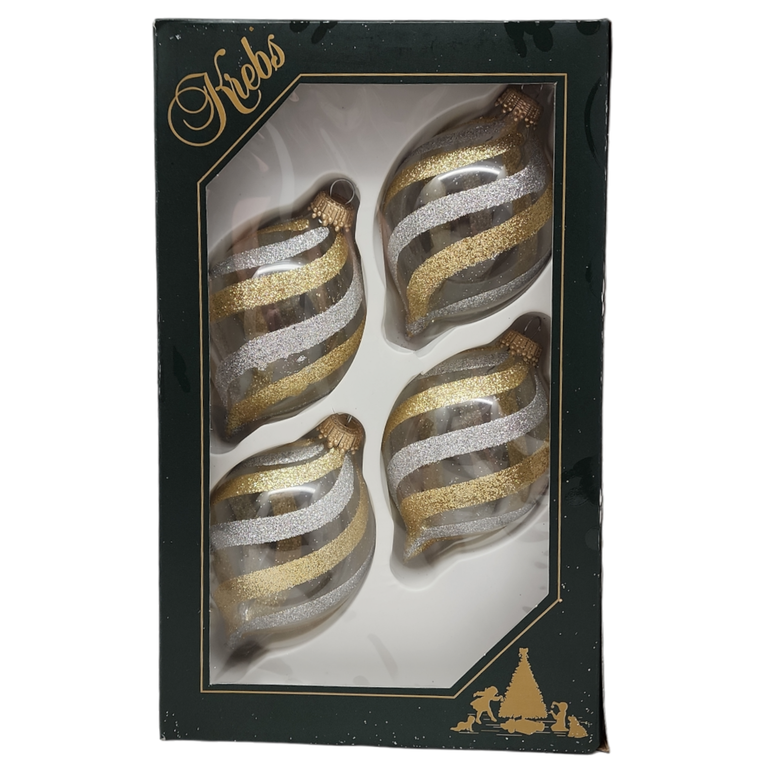 Krebs Value Glass Onion 4 pack - Silver and Gold Swirl